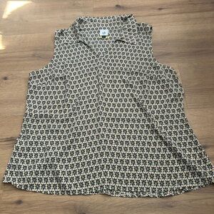 CAbi Black and Cream Geometric Blouse